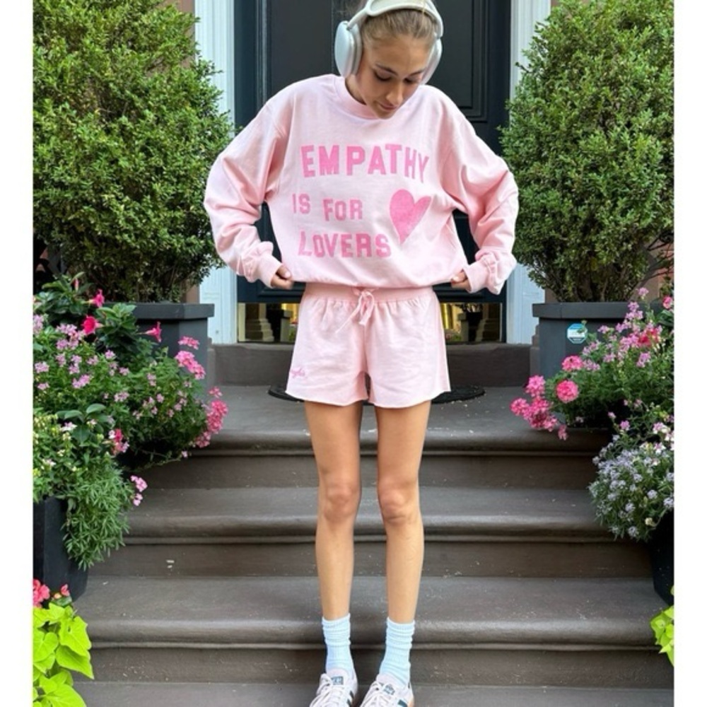 Empathy Is For Lovers Pink Sweatshirt and Shorts Set